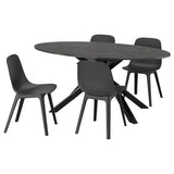 MARIEDAMM / ODGER table and 4 chairs, black marble effect/anthracite, 180x100 cm