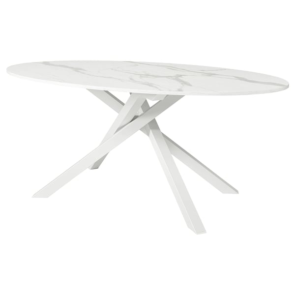 MARIEDAMM table, white marble effect, 180x100 cm