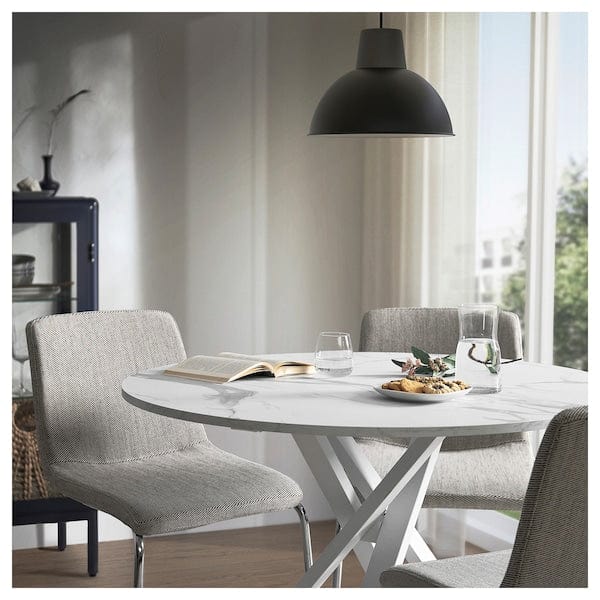 Ikea MARIEDAMM - Table, white marble effect,105 cm