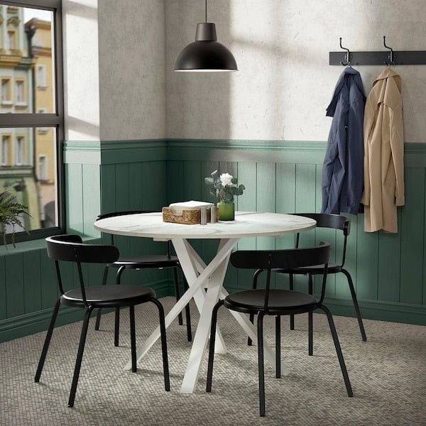 Ikea MARIEDAMM - Table, white marble effect,105 cm