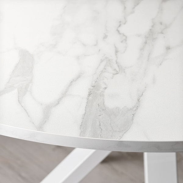 Ikea MARIEDAMM - Table, white marble effect,105 cm