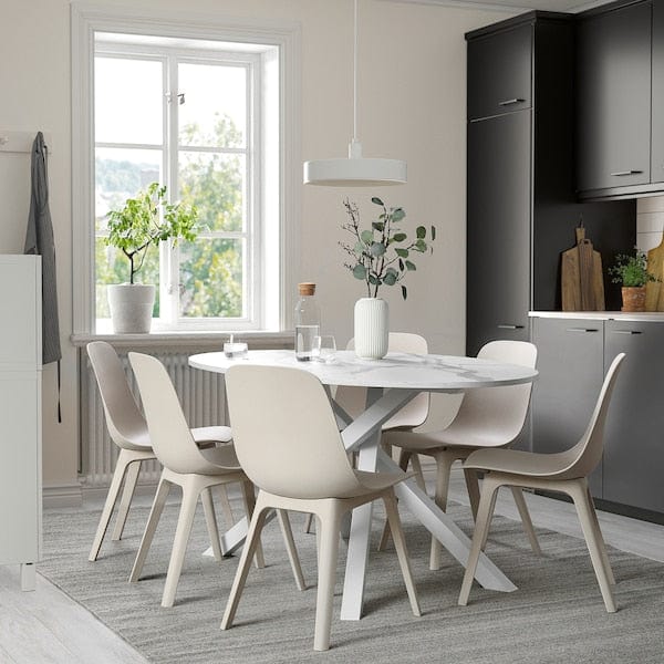Ikea MARIEDAMM - Table, white marble effect,180x100 cm