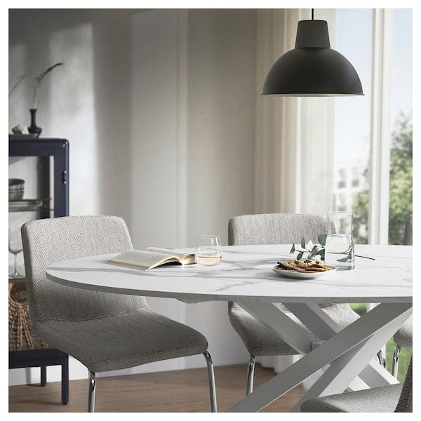 Ikea MARIEDAMM - Table, white marble effect,180x100 cm