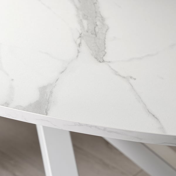 MARIEDAMM table, white marble effect, 180x100 cm