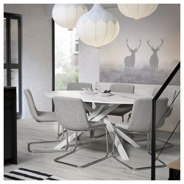 Ikea MARIEDAMM - Table, white marble effect,180x100 cm