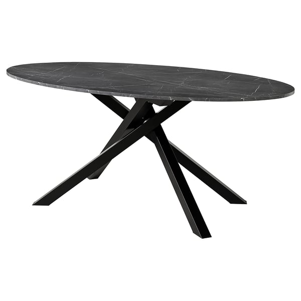 MARIEDAMM table, black marble effect, 180x100 cm