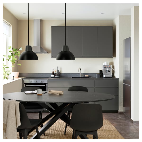 MARIEDAMM table, black marble effect, 180x100 cm