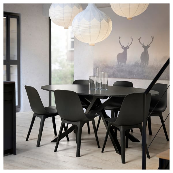 MARIEDAMM table, black marble effect, 180x100 cm