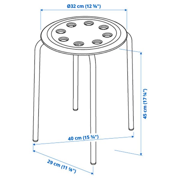 MARIUS - Stool, white, 45 cm