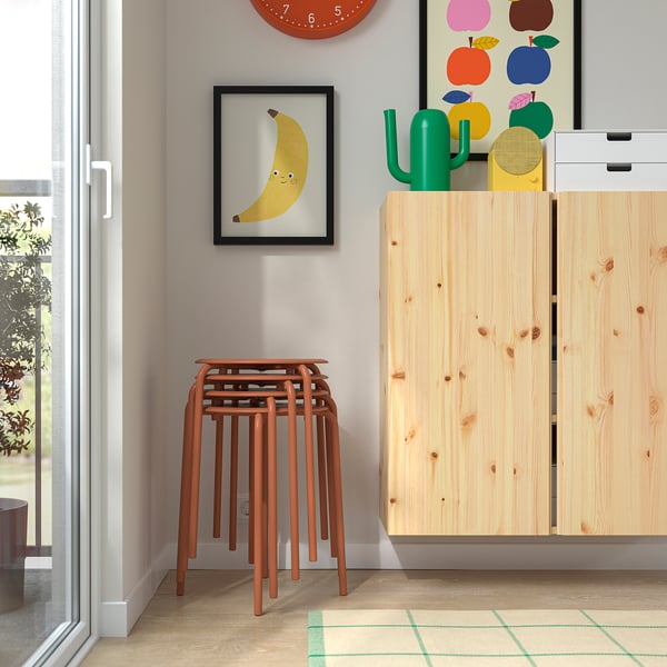MARIUS stool, red-brown, 45 cm