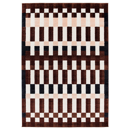 MARKBLÅMME rug, low pile, multicolour/check pattern, 230x160 cm
