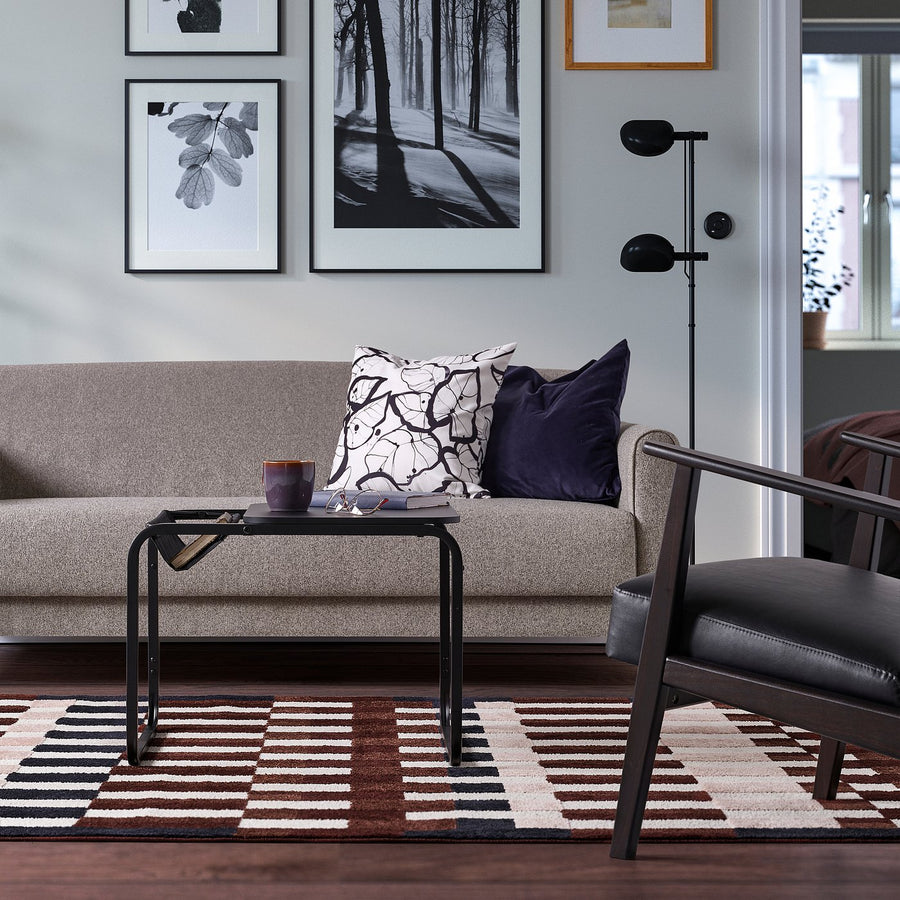 MARKBLÅMME rug, low pile, multicolour/check pattern, 160x230 cm