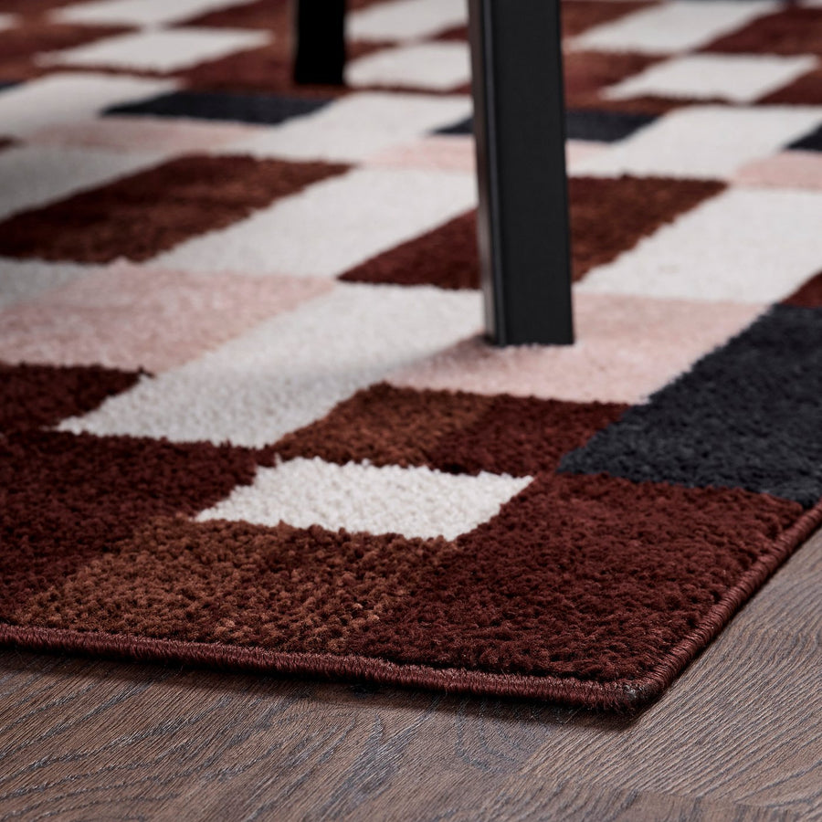 MARKBLÅMME rug, low pile, multicolour/check pattern, 160x230 cm