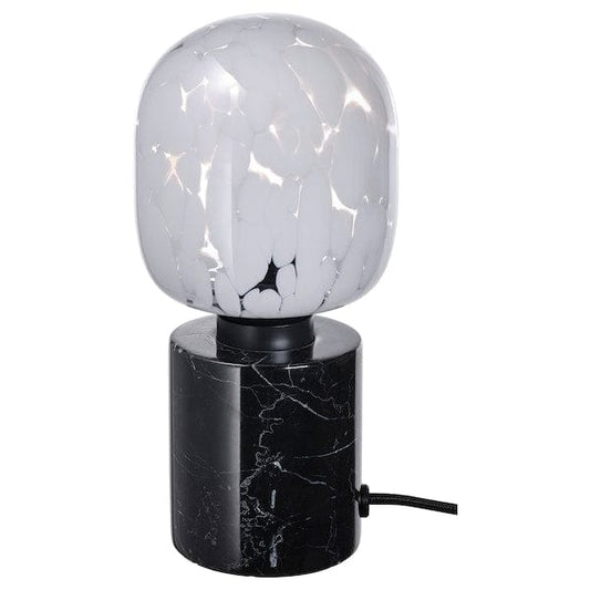 Ikea MARKFROST / MOLNART - Table lamp with bulb, black marble/transparent/white glass tube