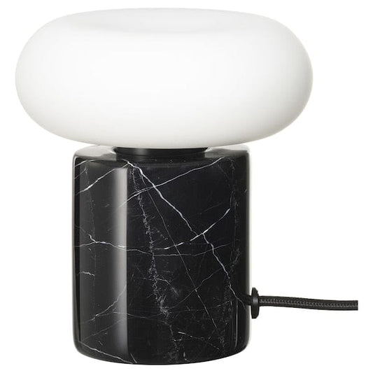 Ikea MARKFROST / MOLNART - Table lamp with bulb, black/black marble