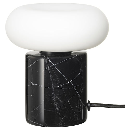 MARKFROST / MOLNART - Table lamp with bulb, black/black marble