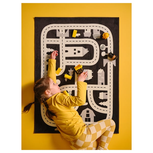 MARKKRYPARE rug, dark grey, 74x100 cm