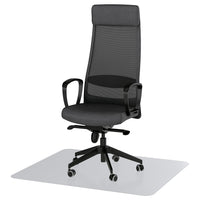 MARKUS office chair with armrests, with floor protector dark grey, 71 cm