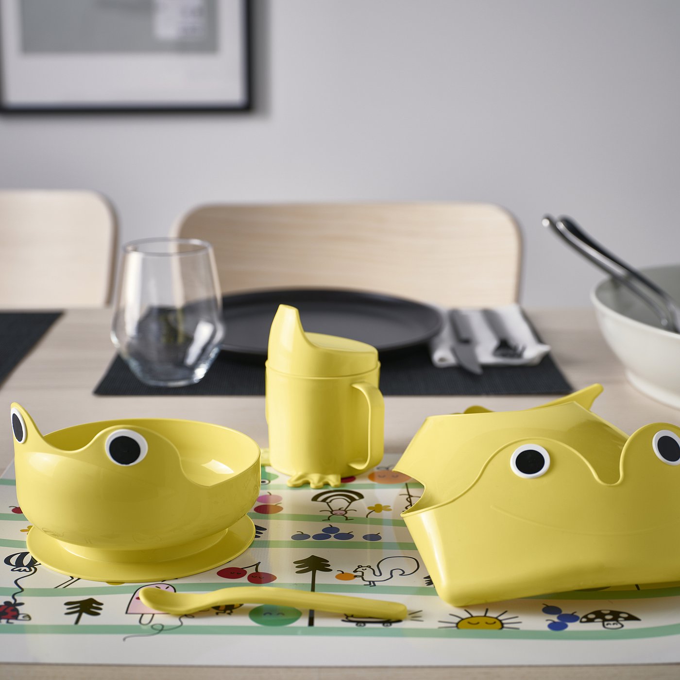 MATA 4-piece eating set, light yellow