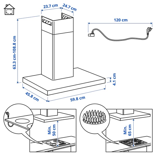 MATÄLSKARE wall mounted extractor hood, black, 60 cm