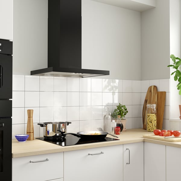 MATÄLSKARE wall mounted extractor hood, black, 60 cm