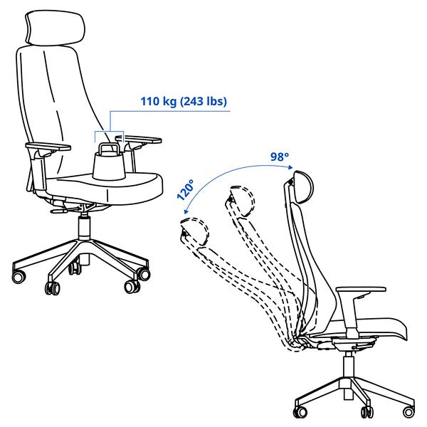 MATCHSPEL gaming chair, Bomstad light grey, 54x120x66 cm
