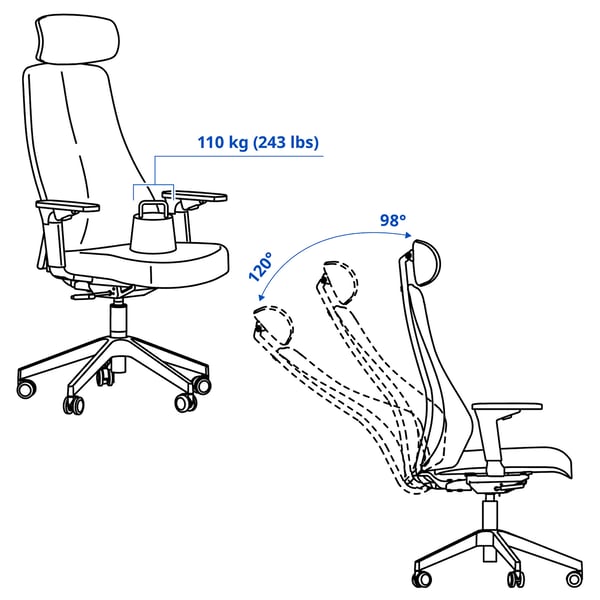 MATCHSPEL gaming chair, Bomstad black, 54x120x66 cm