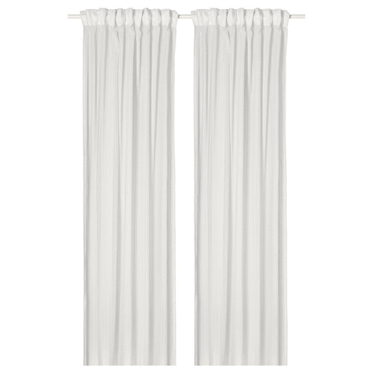 MATILDA sheer curtains, 1 pair, white/with heading tape, 300x145 cm