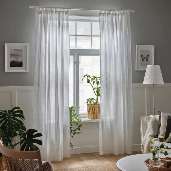 MATILDA Thin curtains, 1 pair - white 140x300 cm , 140x300 cm