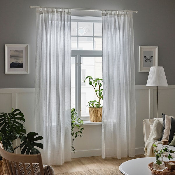 MATILDA Thin curtains, 1 pair - white 140x300 cm , 140x300 cm