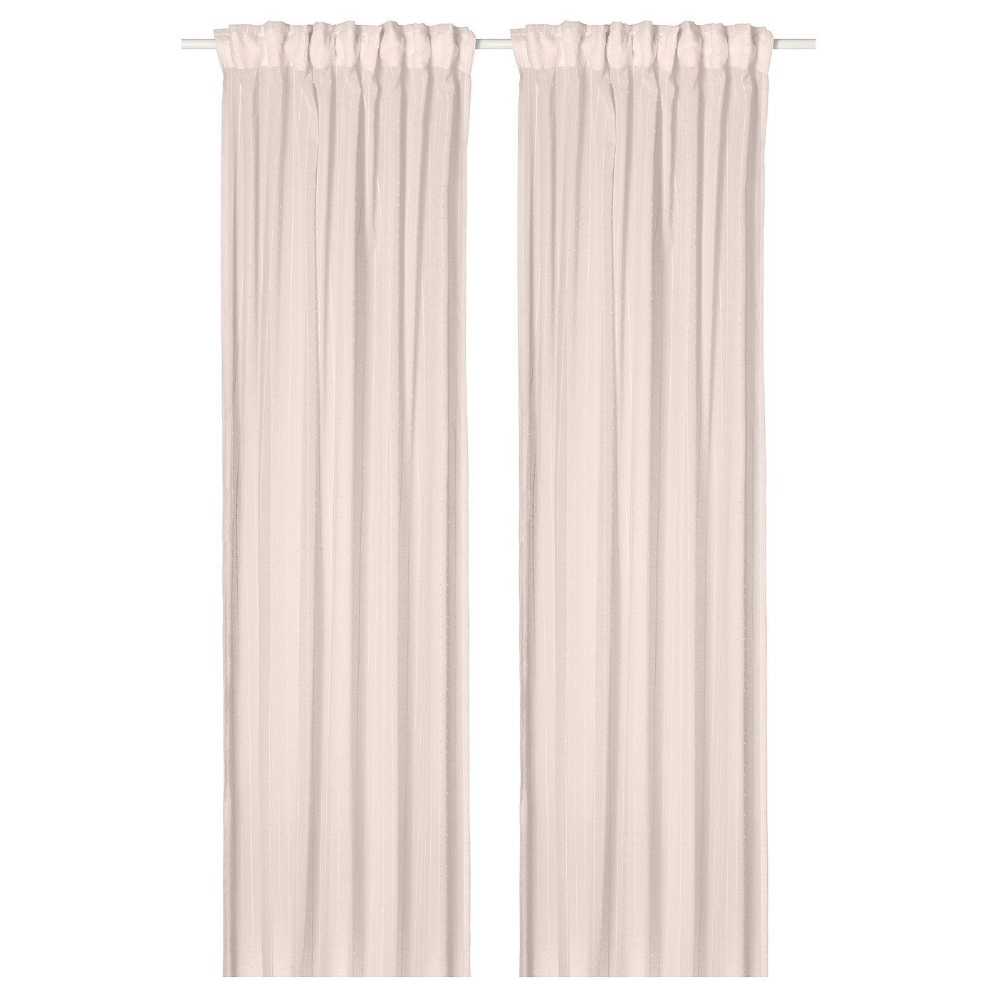 MATILDA sheer curtains, 1 pair, pale pink/with heading tape, 145x300 cm