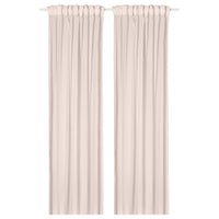 MATILDA sheer curtains, 1 pair, pale pink/with heading tape, 145x300 cm