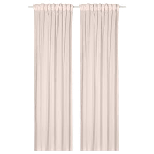 MATILDA sheer curtains, 1 pair, pale pink/with heading tape, 145x300 cm