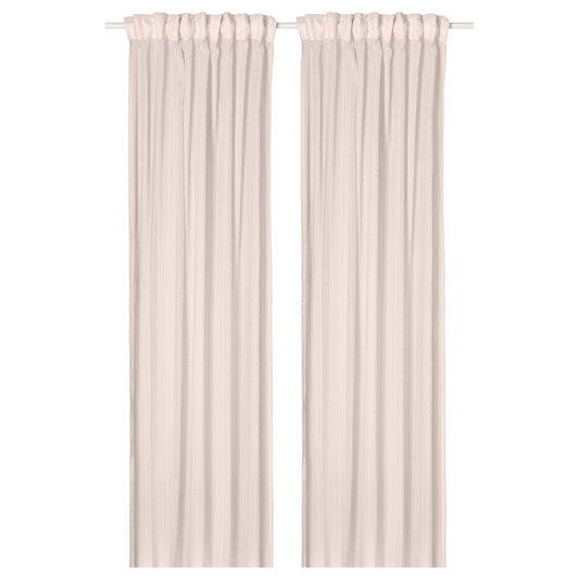 MATILDA sheer curtains, 1 pair, pale pink/with heading tape, 300x145 cm