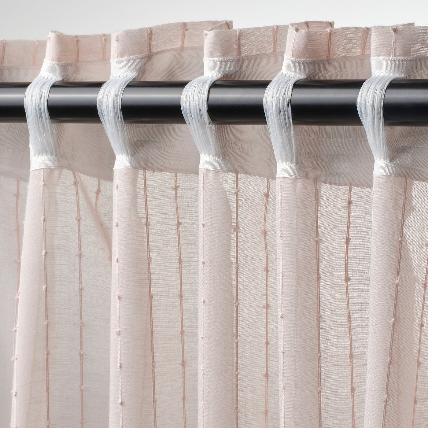 MATILDA sheer curtains, 1 pair, pale pink/with heading tape, 145x300 cm