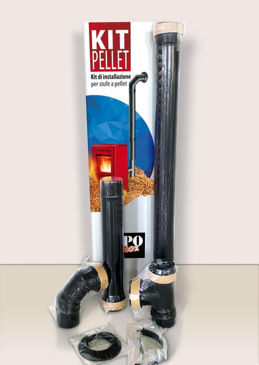 ENAMELLED PELLET PIPE KIT THICKNESS 0.8 MM DIA80 MM BLACK