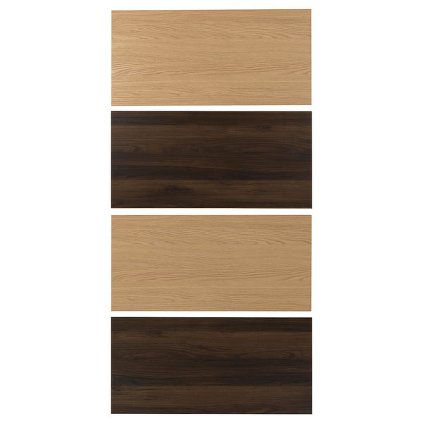 MEHAMN 4 panels for sliding door frame, dark brown oak effect/oak effect, 100x201 cm