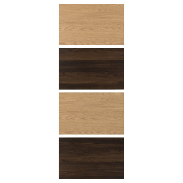 MEHAMN 4 panels for sliding door frame, dark brown oak effect/oak effect, 75x201 cm