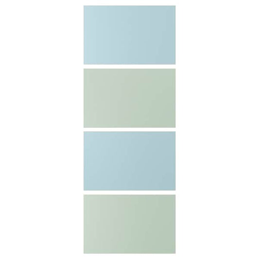 MEHAMN - 4 panels for sliding door frame, light blue/light green, 75x201 cm