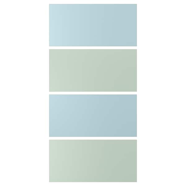MEHAMN - 4 panels for sliding door frame, light blue/light green, 100x201 cm