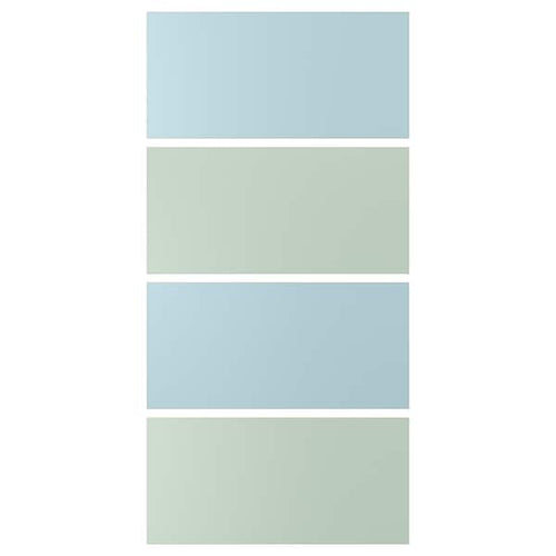 MEHAMN - 4 panels for sliding door frame, light blue/light green, 100x201 cm