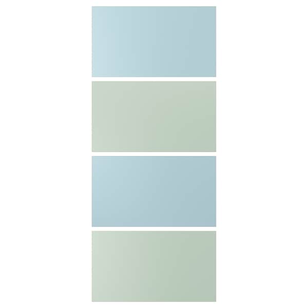 MEHAMN - 4 panels for sliding door frame, light blue/light green, 100x236 cm