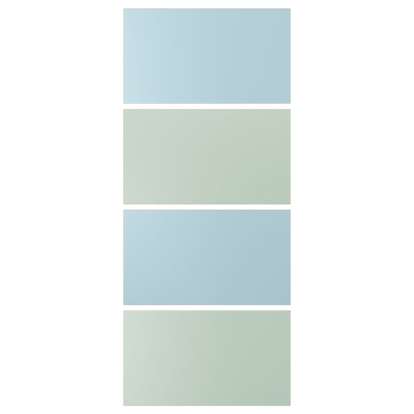 MEHAMN - MEHAMN 4 panels for sliding door frame, light blue/light green, 100x236 cm