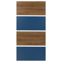 MEHAMN 4 panels for sliding door frame, walnut effect/blue, 100x201 cm