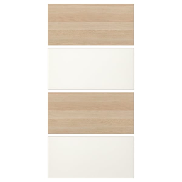 MEHAMN 4 panels for sliding door frame, white stained oak effect/white, 100x201 cm