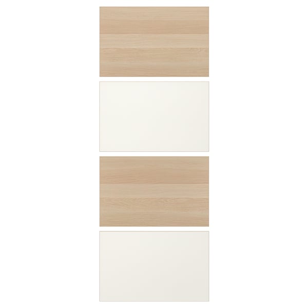 MEHAMN - MEHAMN 4 panels for sliding door frame, white stained oak effect/white, 75x201 cm