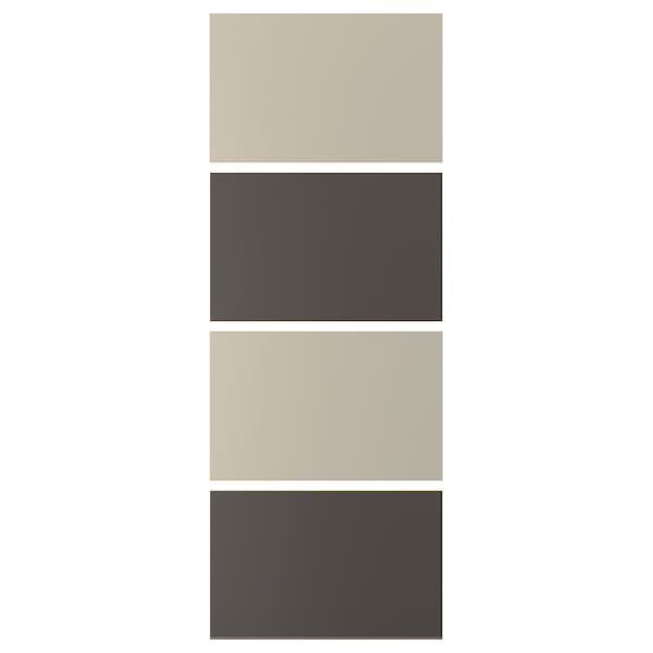 MEHAMN - 4 panels for sliding door frame, dark grey/grey-beige, 75x201 cm