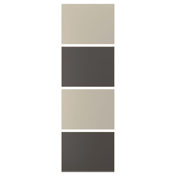 Ikea MEHAMN - 4 panels for sliding door frame, dark grey/grey-beige, 75x236 cm