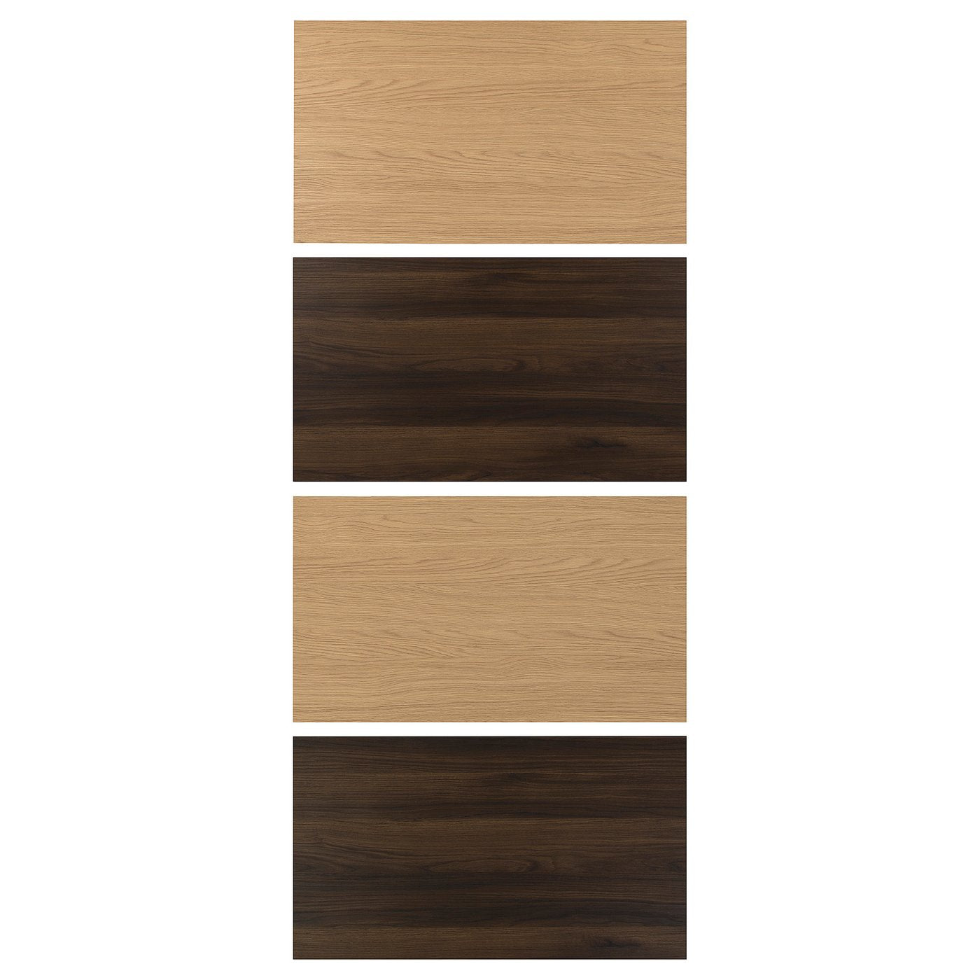 MEHAMN 4 panels for sliding door frame, dark brown oak effect/oak effect, 100x236 cm