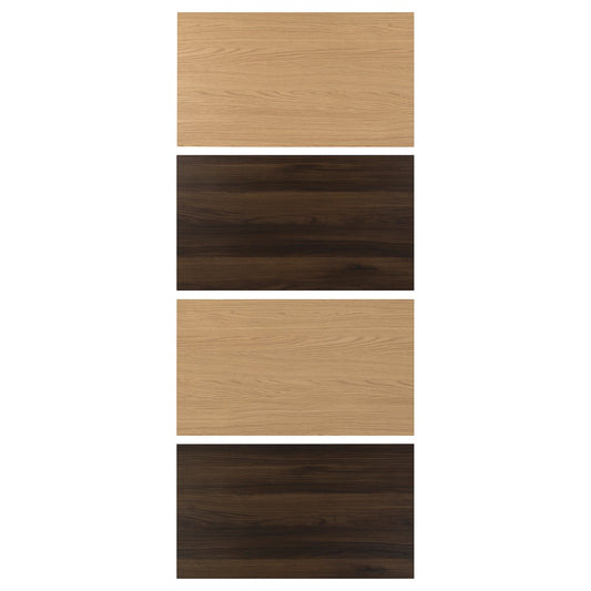 MEHAMN 4 panels for sliding door frame, dark brown oak effect/oak effect, 100x236 cm
